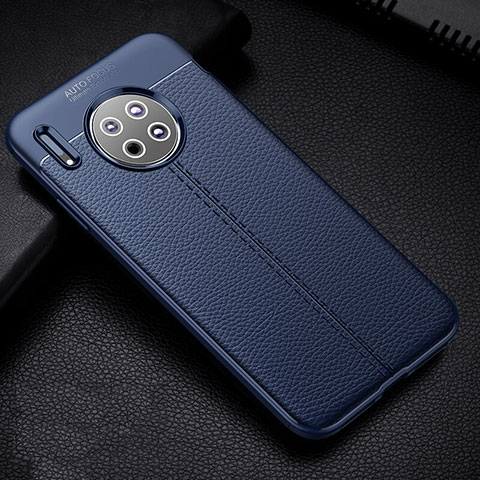 Custodia Silicone Morbida In Pelle Cover Z03 per Huawei Mate 30 Blu