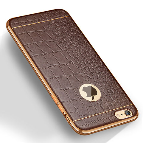 Custodia Silicone Morbida In Pelle per Apple iPhone 6 Plus Marrone