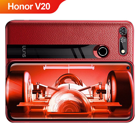 Custodia Silicone Morbida In Pelle Q01 per Huawei Honor V20 Rosso