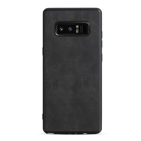 Custodia Silicone Morbida In Pelle Q01 per Samsung Galaxy Note 8 Nero