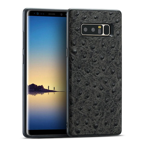 Custodia Silicone Morbida In Pelle R02 per Samsung Galaxy Note 8 Nero