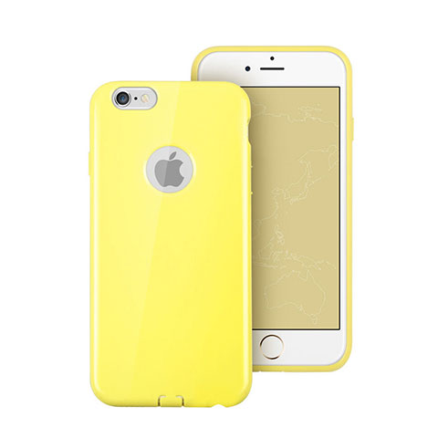 Custodia Silicone Morbida Lucido con Foro per Apple iPhone 6S Giallo