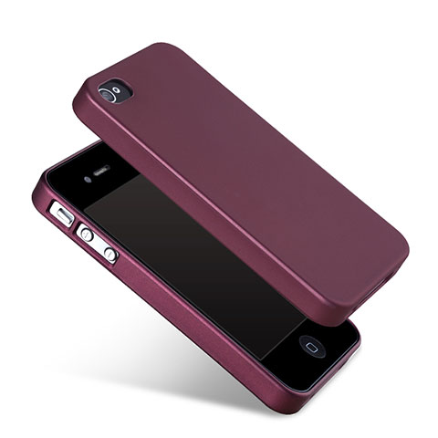 Custodia Silicone Morbida Lucido per Apple iPhone 4S Rosso