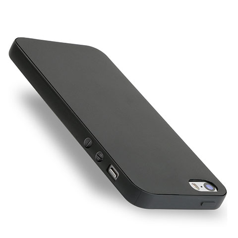 Custodia Silicone Morbida Lucido per Apple iPhone 5S Nero