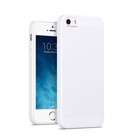 Custodia Silicone Morbida Lucido per Apple iPhone SE Bianco