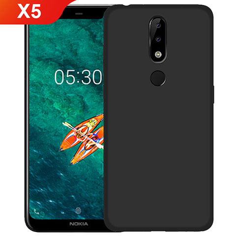 Custodia Silicone Morbida Lucido per Nokia X5 Nero