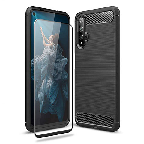 Custodia Silicone Morbida Spigato B02 per Huawei Honor 20 Nero