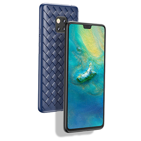 Custodia Silicone Morbida Spigato B02 per Huawei Mate 20 Pro Blu