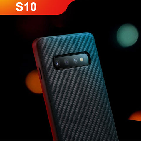 Custodia Silicone Morbida Spigato per Samsung Galaxy S10 Nero