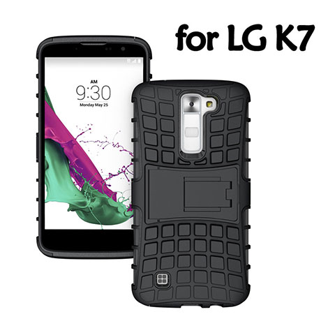 Custodia Silicone Opaca con Supporto per LG K7 Nero