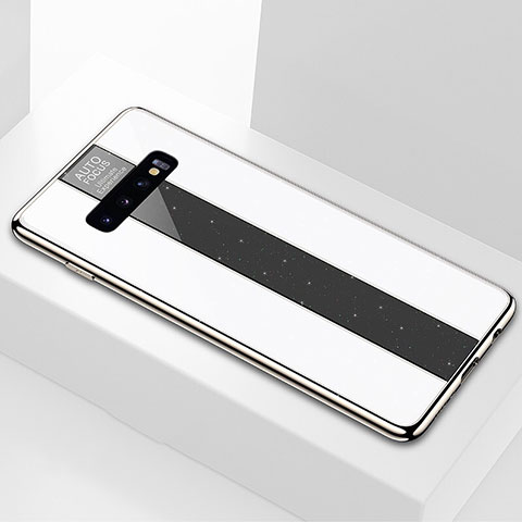 Custodia Silicone Specchio Laterale Cover A01 per Samsung Galaxy S10 Plus Bianco