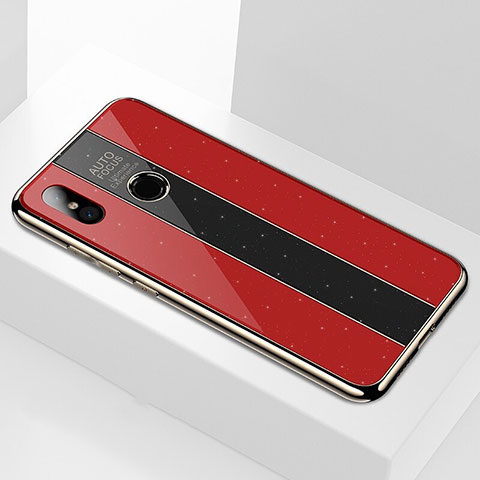 Custodia Silicone Specchio Laterale Cover A01 per Xiaomi Mi 8 Rosso