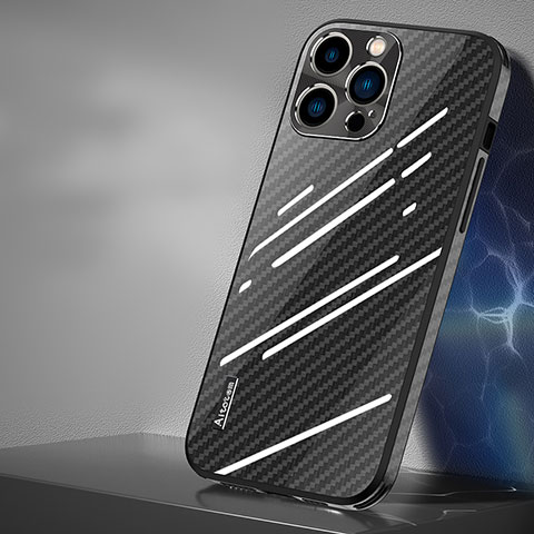 Custodia Silicone Specchio Laterale Cover AT1 per Apple iPhone 15 Pro Max Nero