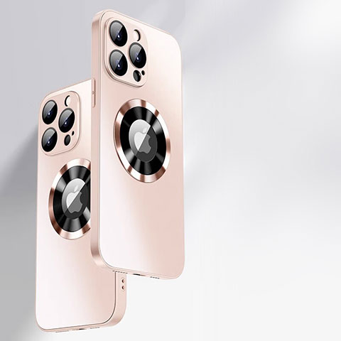 Custodia Silicone Specchio Laterale Cover con Mag-Safe Magnetic per Apple iPhone 13 Pro Max Oro Rosa
