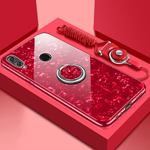 Custodia Silicone Specchio Laterale Cover con Magnetico Anello Supporto per Huawei Enjoy 9 Plus Rosso