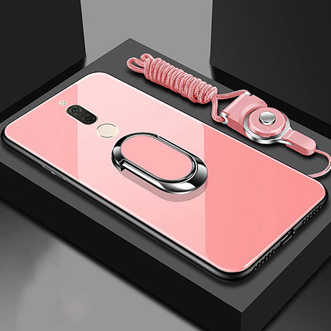 Custodia Silicone Specchio Laterale Cover con Magnetico Anello Supporto per Huawei G10 Oro Rosa