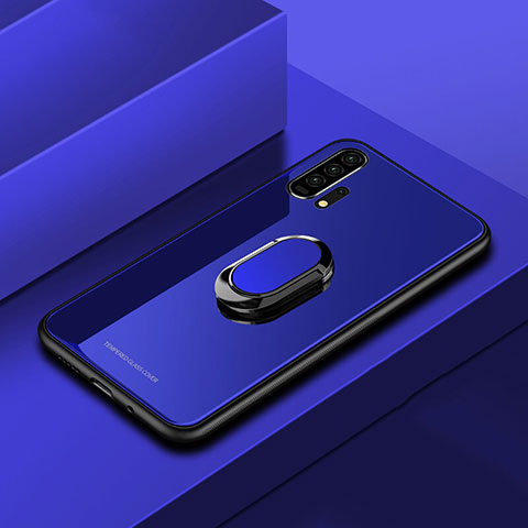 Custodia Silicone Specchio Laterale Cover con Magnetico Anello Supporto per Huawei Honor 20 Pro Blu