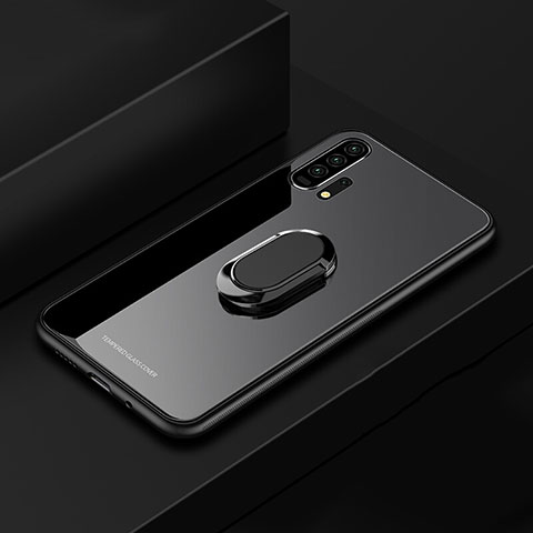 Custodia Silicone Specchio Laterale Cover con Magnetico Anello Supporto per Huawei Honor 20 Pro Nero