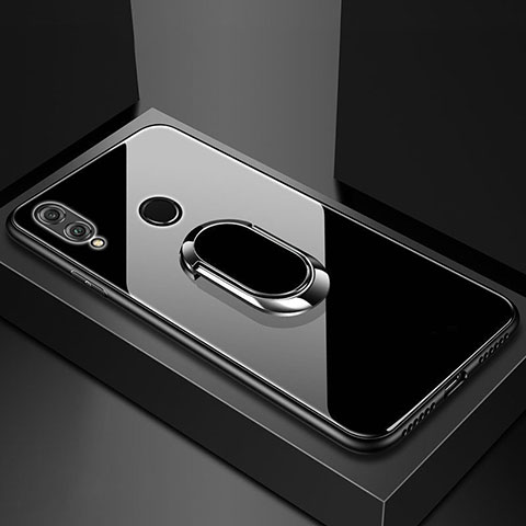 Custodia Silicone Specchio Laterale Cover con Magnetico Anello Supporto per Huawei Honor 8X Nero