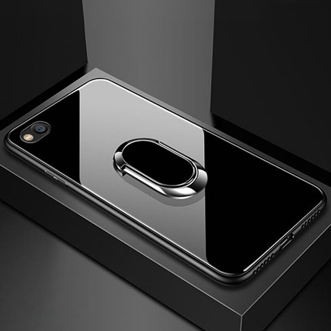 Custodia Silicone Specchio Laterale Cover con Magnetico Anello Supporto per Xiaomi Redmi Go Nero