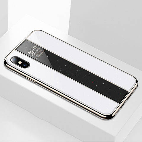 Custodia Silicone Specchio Laterale Cover M01 per Apple iPhone X Bianco