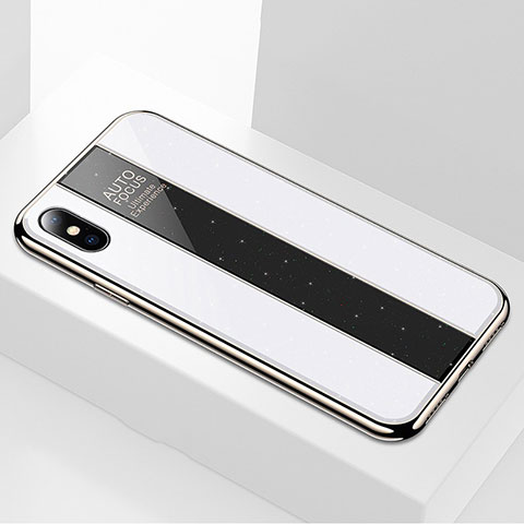 Custodia Silicone Specchio Laterale Cover M01 per Apple iPhone Xs Bianco
