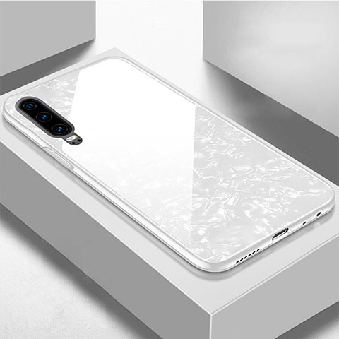 Custodia Silicone Specchio Laterale Cover M01 per Huawei P30 Bianco