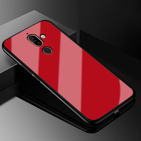 Custodia Silicone Specchio Laterale Cover M01 per Nokia 7 Plus Rosso