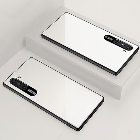 Custodia Silicone Specchio Laterale Cover M01 per Samsung Galaxy Note 10 5G Bianco