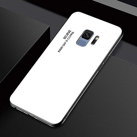 Custodia Silicone Specchio Laterale Cover M01 per Samsung Galaxy S9 Bianco