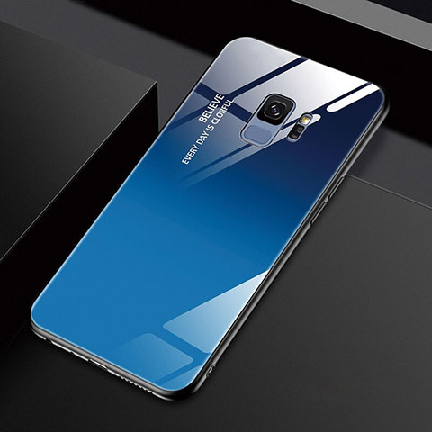 Custodia Silicone Specchio Laterale Cover M01 per Samsung Galaxy S9 Blu