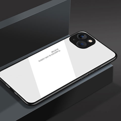 Custodia Silicone Specchio Laterale Cover M02 per Apple iPhone 14 Plus Bianco