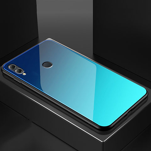 Custodia Silicone Specchio Laterale Cover M02 per Huawei Honor 8X Cielo Blu