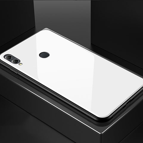 Custodia Silicone Specchio Laterale Cover M02 per Huawei Honor V10 Lite Bianco