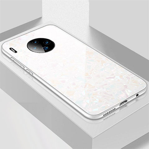 Custodia Silicone Specchio Laterale Cover M02 per Huawei Mate 30 5G Bianco