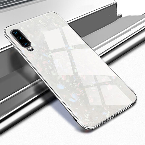 Custodia Silicone Specchio Laterale Cover M02 per Huawei P30 Bianco