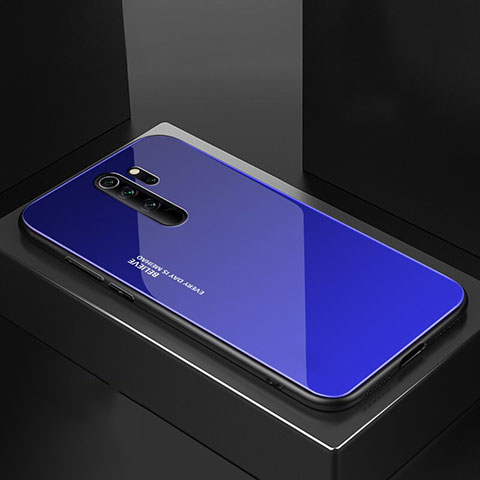 Custodia Silicone Specchio Laterale Cover M02 per Xiaomi Redmi Note 8 Pro Blu