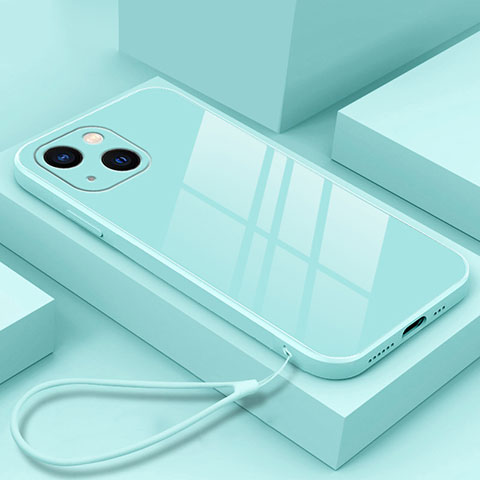 Custodia Silicone Specchio Laterale Cover M03 per Apple iPhone 13 Mini Cielo Blu
