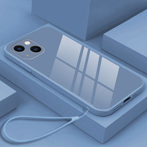 Custodia Silicone Specchio Laterale Cover M03 per Apple iPhone 14 Plus Grigio Lavanda