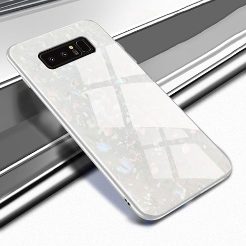 Custodia Silicone Specchio Laterale Cover M04 per Samsung Galaxy Note 8 Duos N950F Bianco