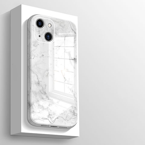 Custodia Silicone Specchio Laterale Cover M05 per Apple iPhone 13 Bianco