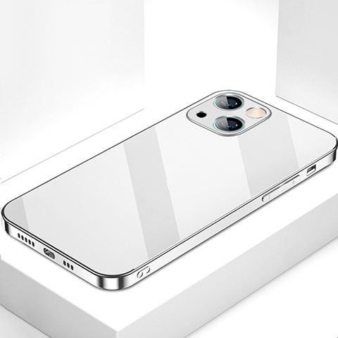 Custodia Silicone Specchio Laterale Cover M09 per Apple iPhone 13 Mini Argento