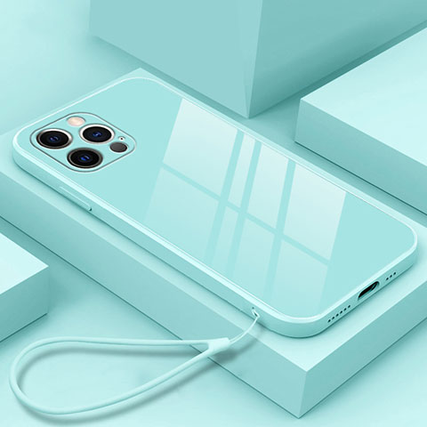 Custodia Silicone Specchio Laterale Cover M09 per Apple iPhone 14 Pro Cielo Blu