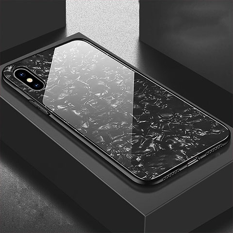 Custodia Silicone Specchio Laterale Cover per Apple iPhone X Nero