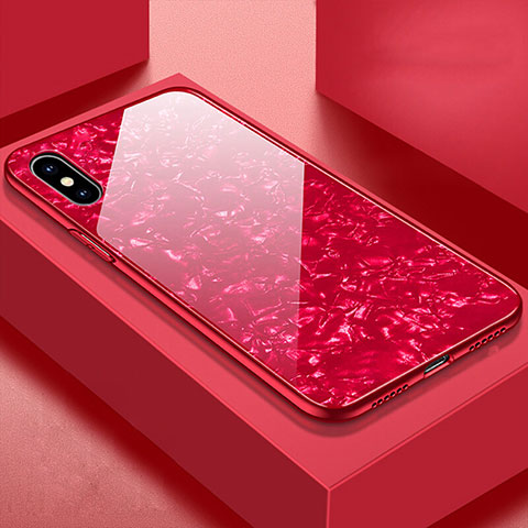 Custodia Silicone Specchio Laterale Cover per Apple iPhone X Rosso