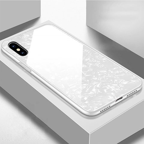 Custodia Silicone Specchio Laterale Cover per Apple iPhone Xs Bianco