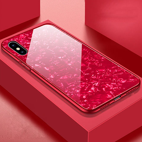 Custodia Silicone Specchio Laterale Cover per Apple iPhone Xs Rosso