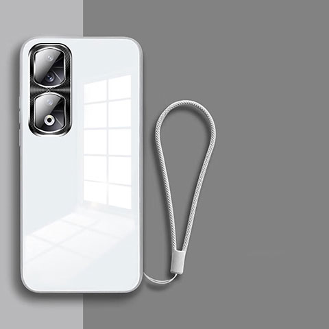 Custodia Silicone Specchio Laterale Cover per Huawei Honor 90 Pro 5G Bianco