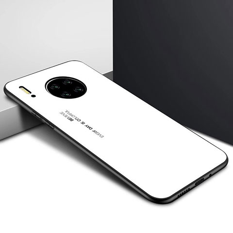 Custodia Silicone Specchio Laterale Cover per Huawei Mate 30 Pro 5G Bianco