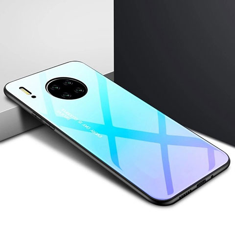 Custodia Silicone Specchio Laterale Cover per Huawei Mate 30 Pro 5G Cielo Blu